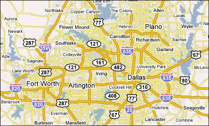 Dallas area service map